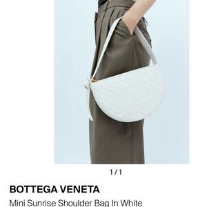 Bottega Veneta White Intrecciato Mini Sunrise  Shoulder Bag